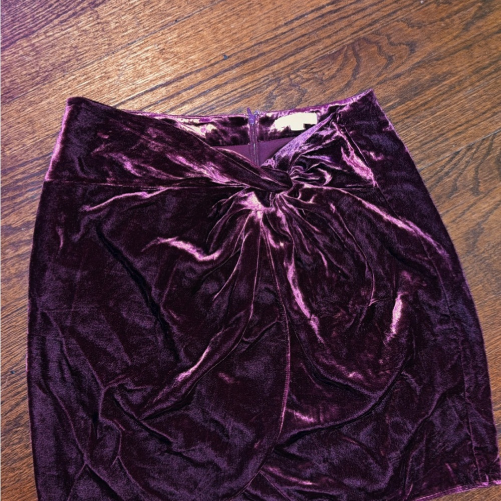 LOFT Velvet Mini Skirt in Deep Burgundy